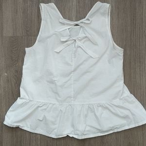 Preppy crisp white bow back sleeveless blouse